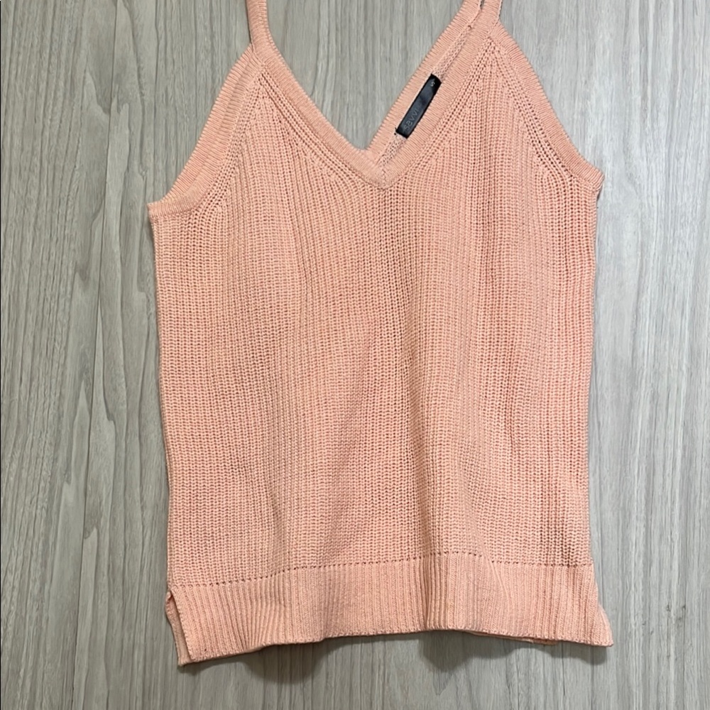 Savvi Peach Knit V-Neck Women's Top